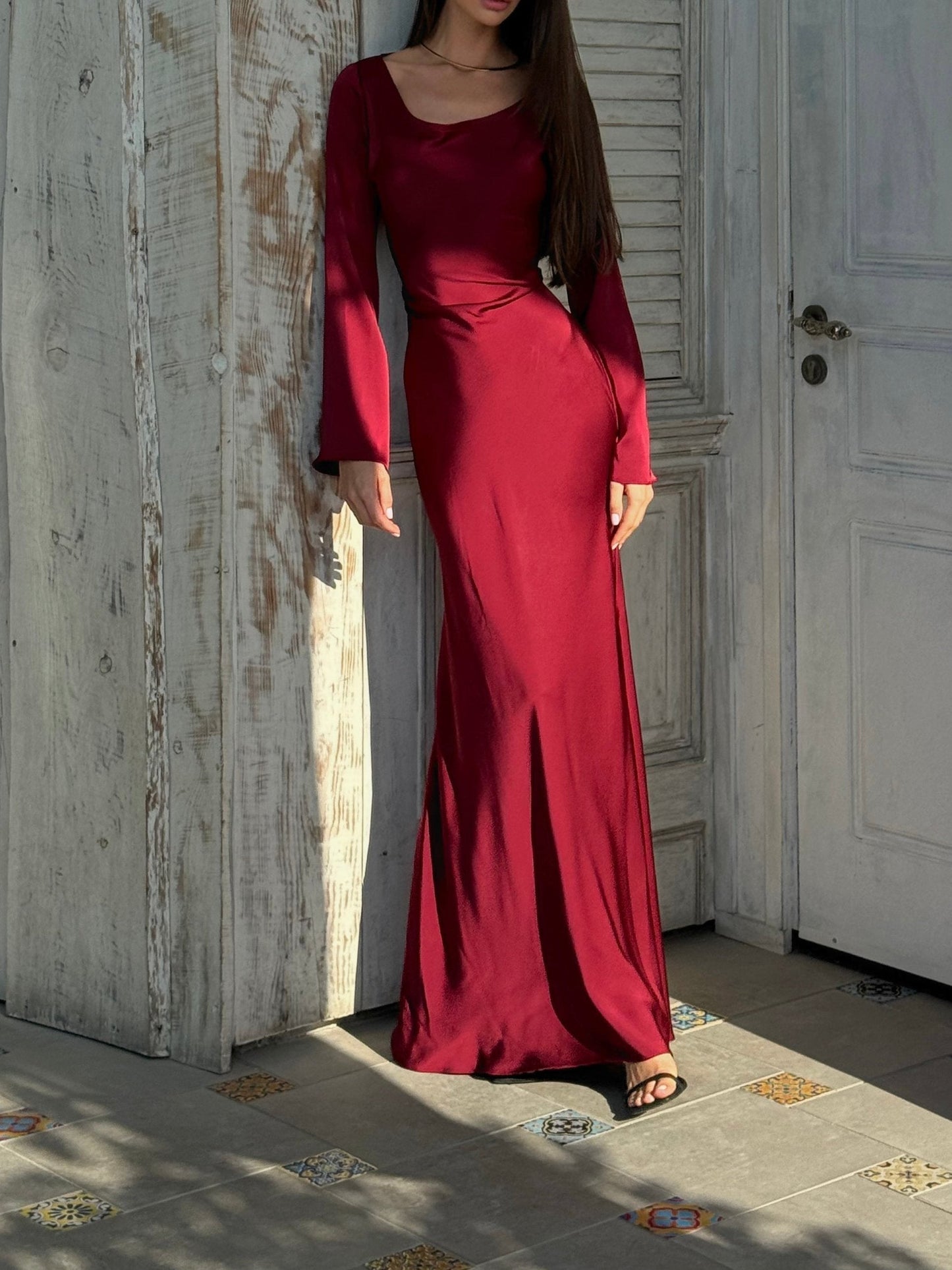 Robe maxidress elegante – Abito lungo con maniche lunghe per occasioni speciali