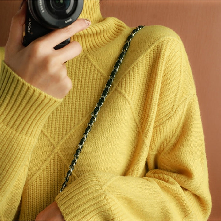 Maglione a collo alto donna – Maglione lavorato a mano elegante e caldo