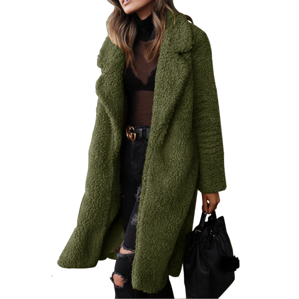 Giacca teddy fleece donna – Cappotto corto caldo con colletto alto elegante