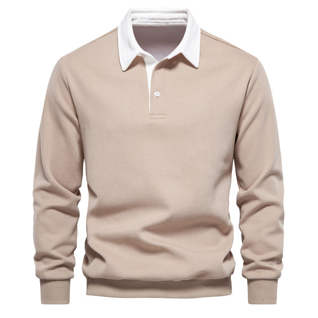 Maglione da uomo scollo a V – Maglione elegante a maniche lunghe in cotone