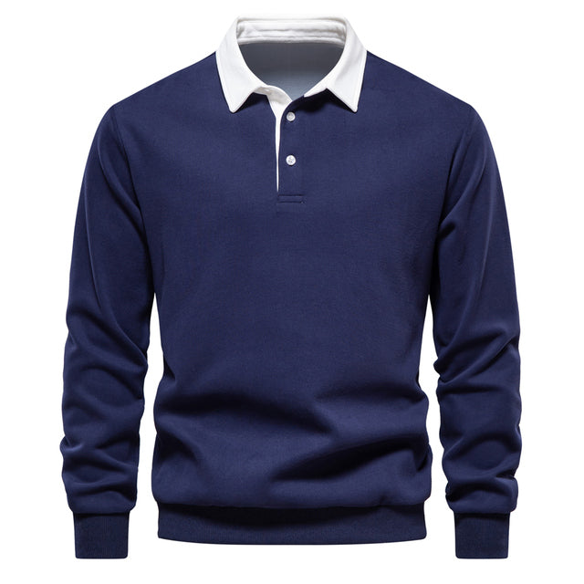 Maglione da uomo scollo a V – Maglione elegante a maniche lunghe in cotone