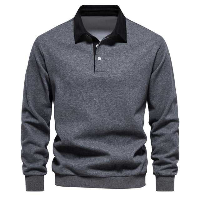 Maglione da uomo scollo a V – Maglione elegante a maniche lunghe in cotone