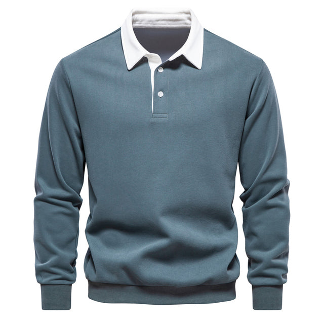 Maglione da uomo scollo a V – Maglione elegante a maniche lunghe in cotone