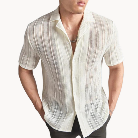 Camicia da uomo all'uncinetto – Camicia elegante in cotone per occasioni casual