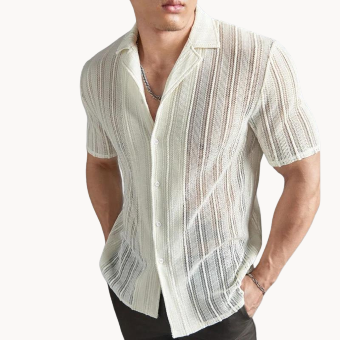 Camicia da uomo all'uncinetto – Camicia elegante in cotone per occasioni casual