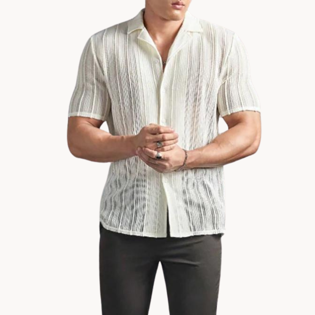 Camicia da uomo all'uncinetto – Camicia elegante in cotone per occasioni casual