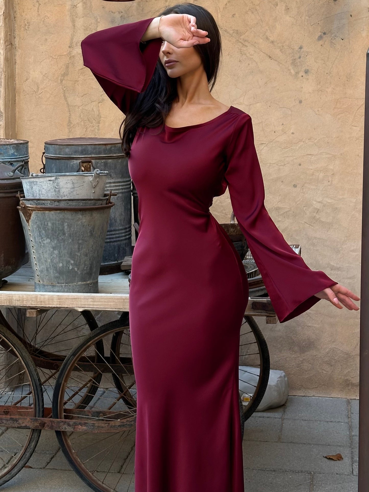 Robe maxidress elegante – Abito lungo con maniche lunghe per occasioni speciali