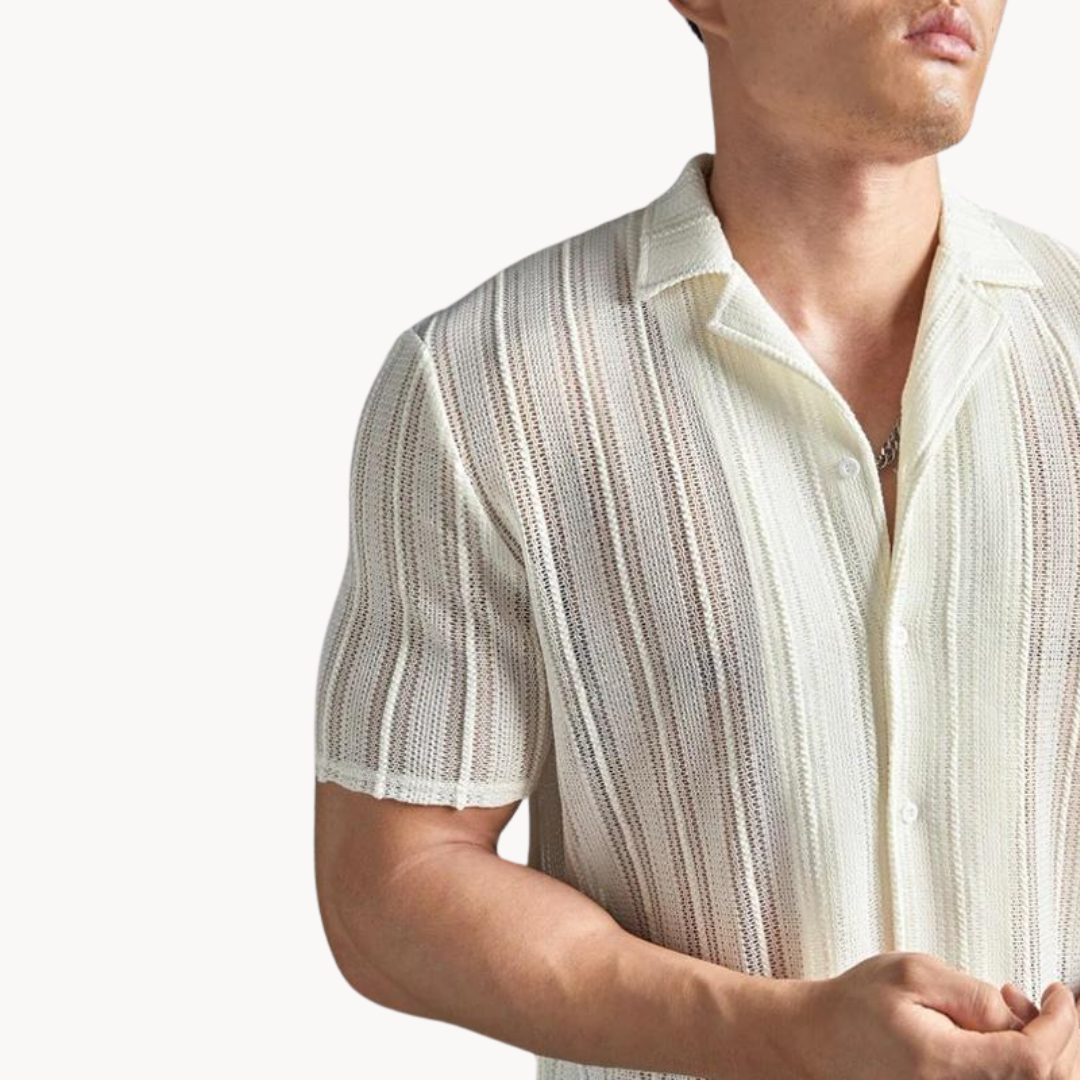 Camicia da uomo all'uncinetto – Camicia elegante in cotone per occasioni casual