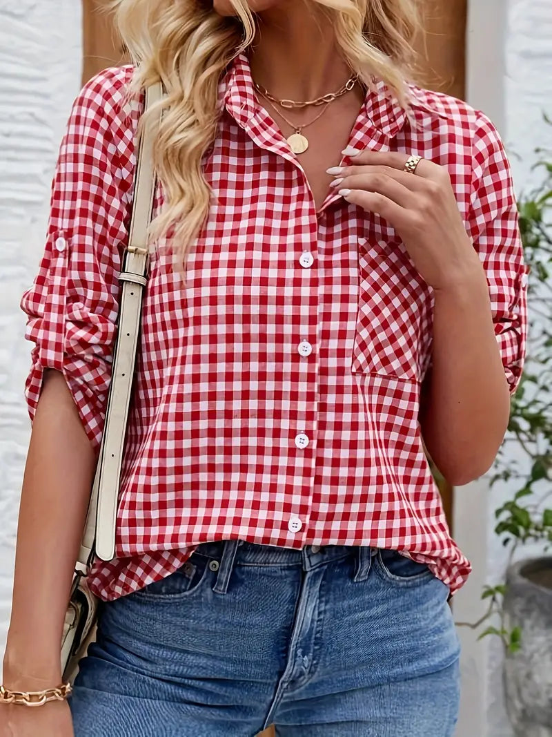 Camicia a quadri donna – Camicia casual elegante per Oktoberfest