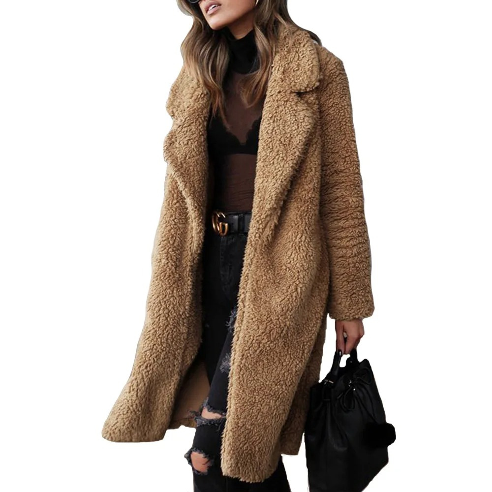 Giacca teddy fleece donna – Cappotto corto caldo con colletto alto elegante