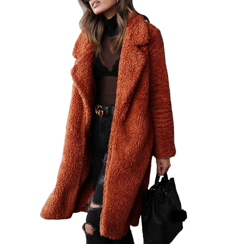 Giacca teddy fleece donna – Cappotto corto caldo con colletto alto elegante