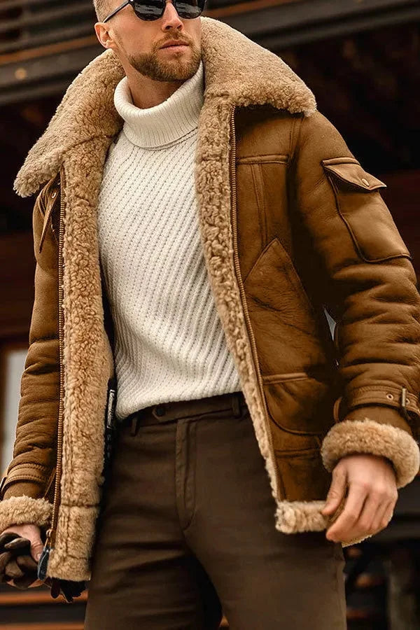 Giacca in pelle uomo – Giacca aviator camel elegante e resistente