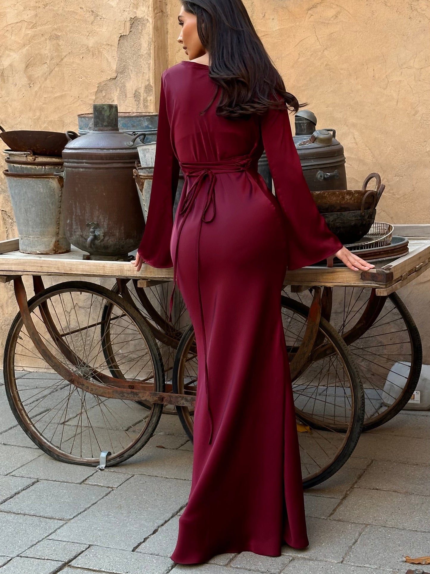 Robe maxidress elegante – Abito lungo con maniche lunghe per occasioni speciali