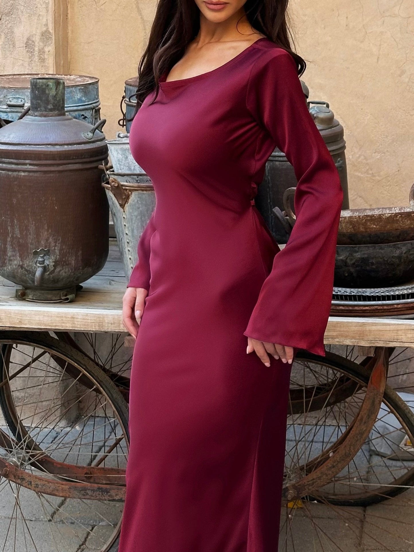 Robe maxidress elegante – Abito lungo con maniche lunghe per occasioni speciali