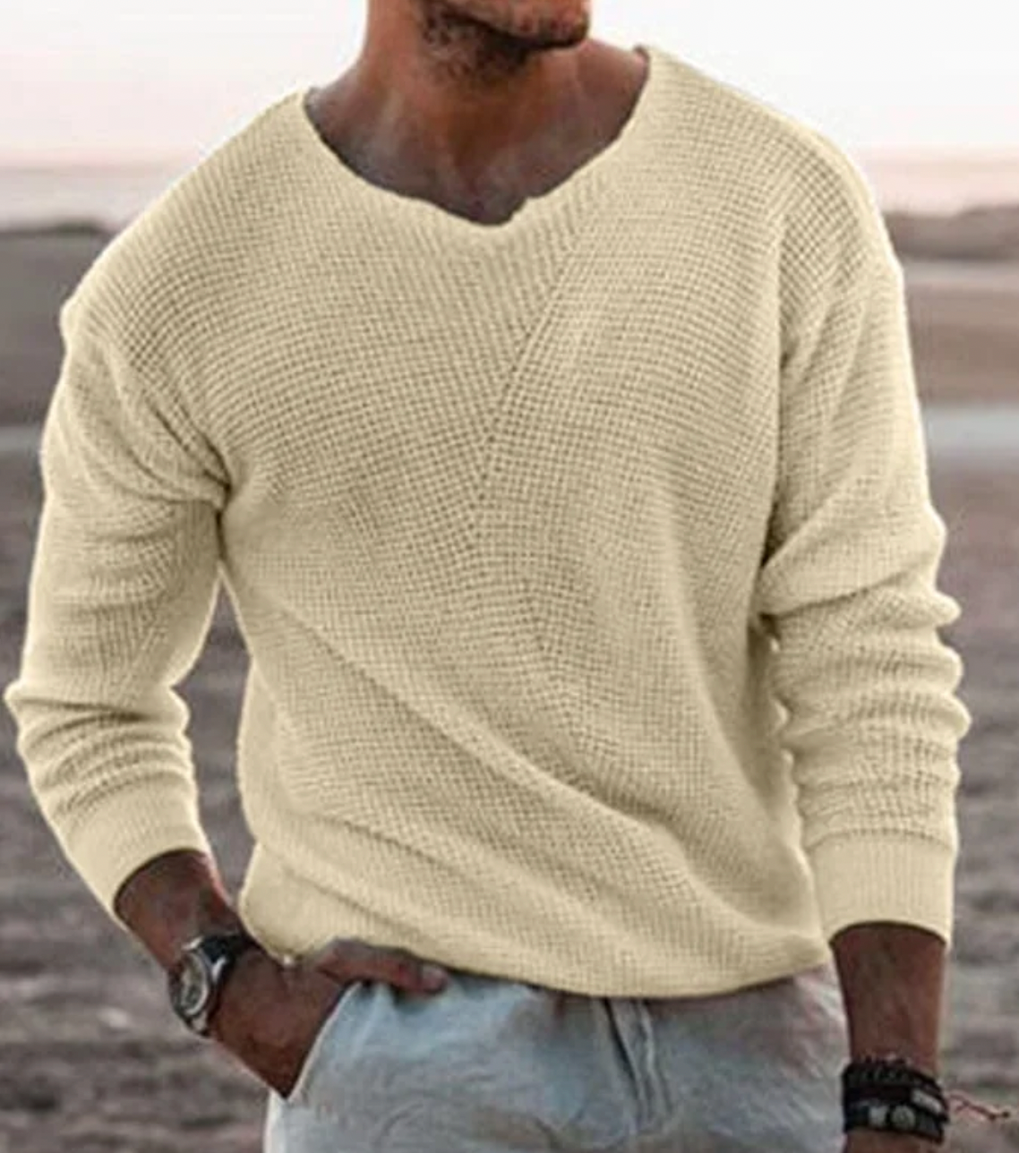 Maglione cotone autunno – Maglione elegante e confortevole per uomo