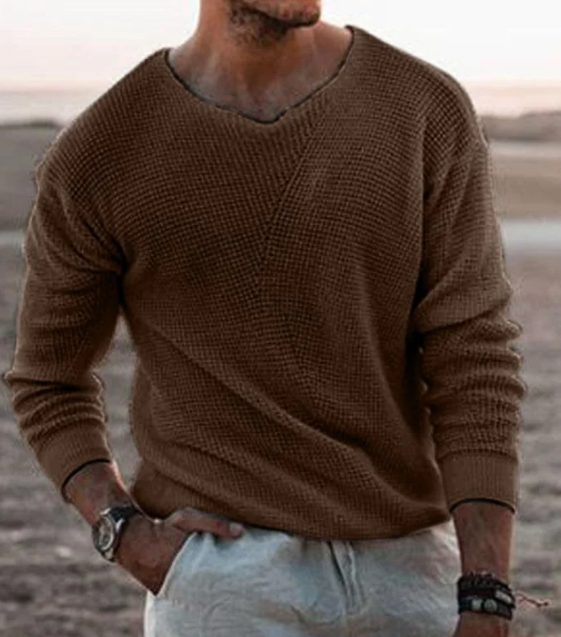 Maglione cotone autunno – Maglione elegante e confortevole per uomo