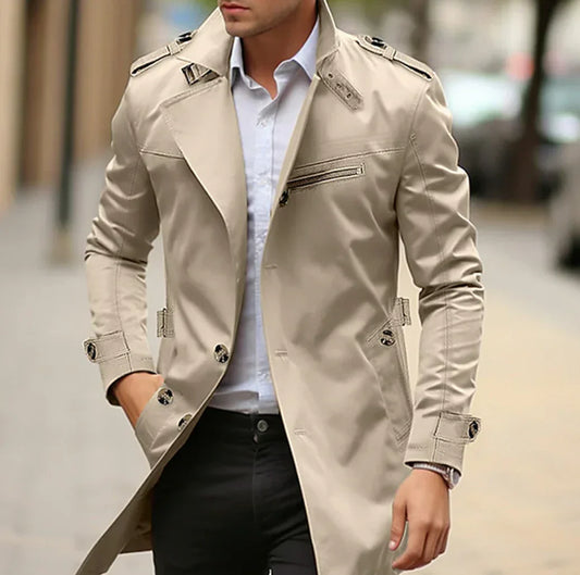 Trench coat elegante uomo – Cappotto primaverile in tessuto leggero e alla moda