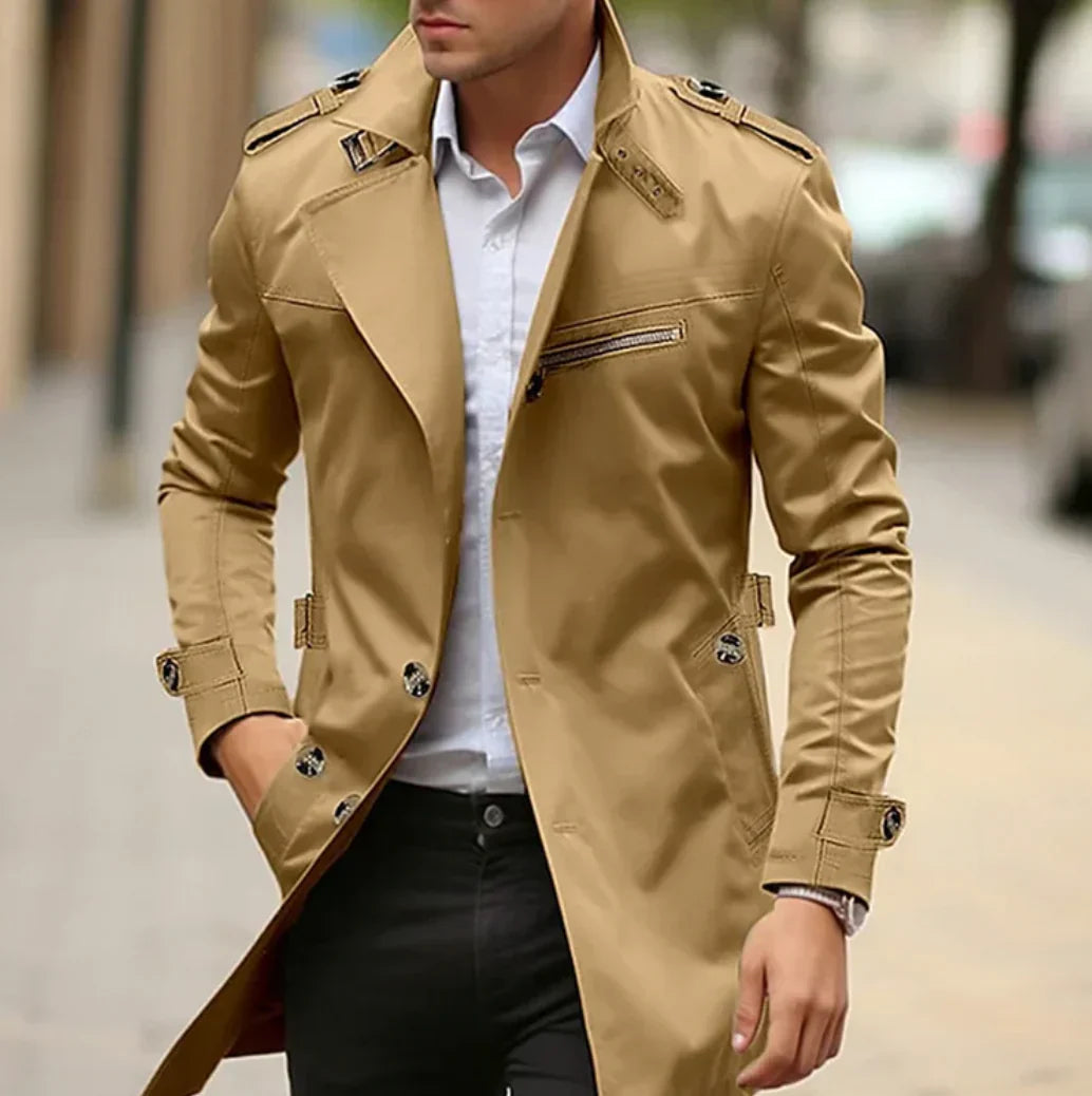 Trench coat elegante uomo – Cappotto primaverile in tessuto leggero e alla moda