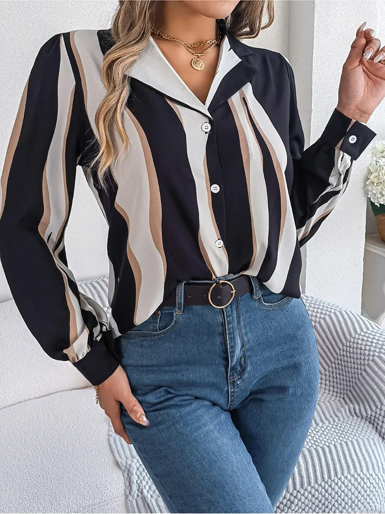 Camicia a righe donna – Elegante camicia in cotone per occasioni casual