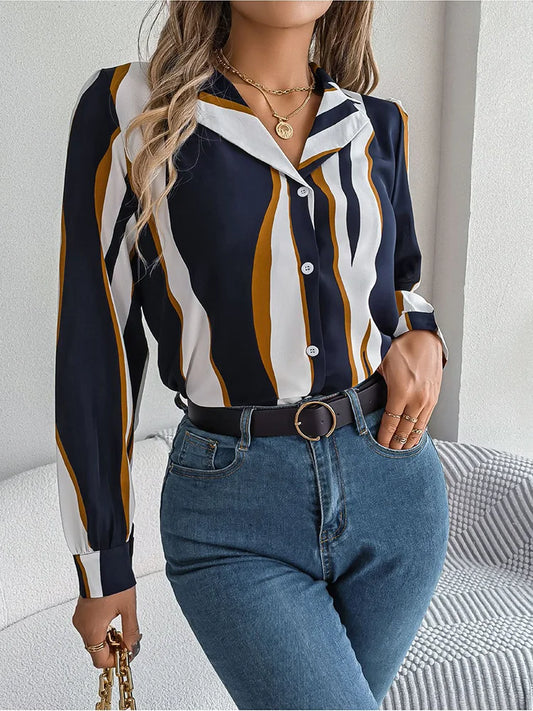 Camicia a righe donna – Elegante camicia in cotone per occasioni casual