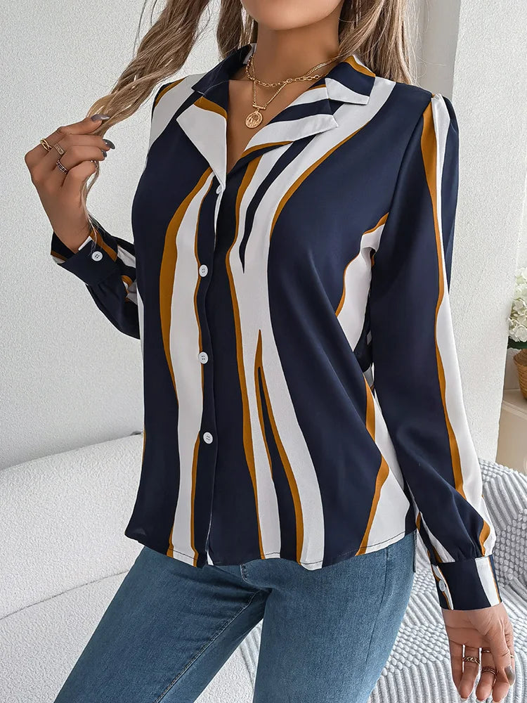 Camicia a righe donna – Elegante camicia in cotone per occasioni casual