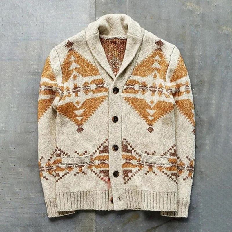 Cardigan vintage uomo – Maglione elegante in lana per occasioni casual