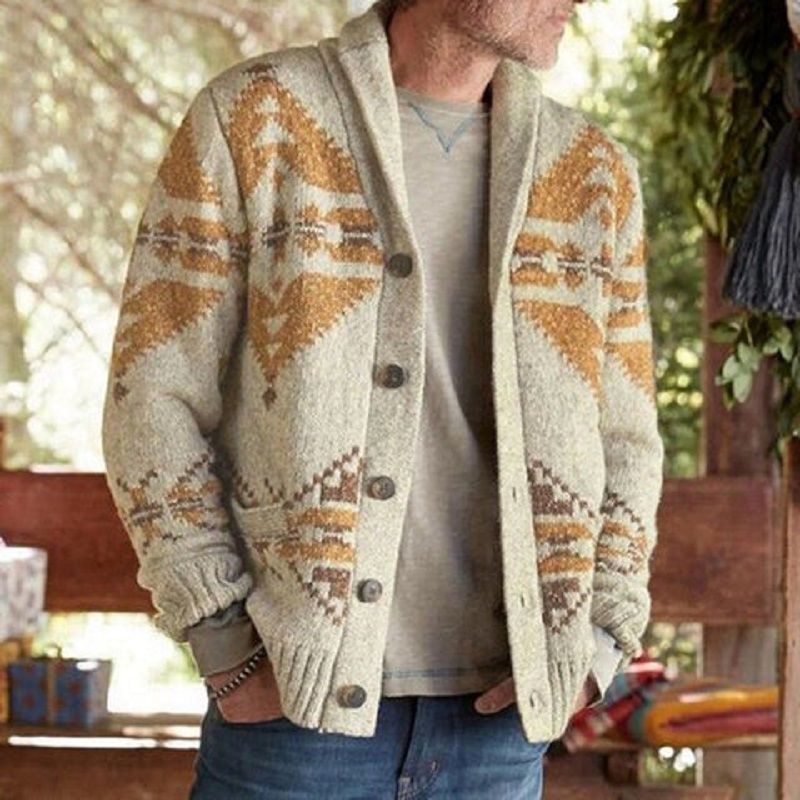 Cardigan vintage uomo – Maglione elegante in lana per occasioni casual