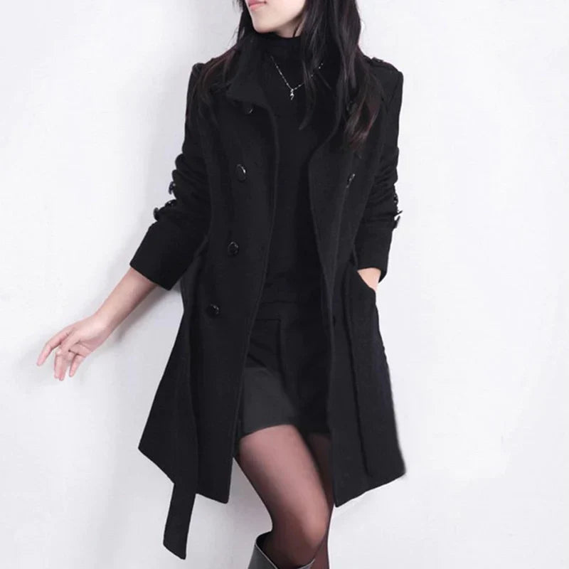 Cappotto elegante donna – Cappotto lungo con cintura chic e raffinato