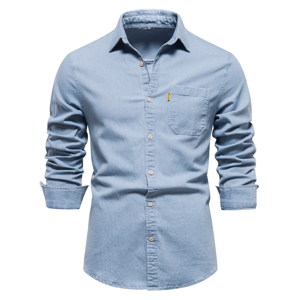 Camicia in Denim Uomo – Camicia casual elegante in cotone morbido