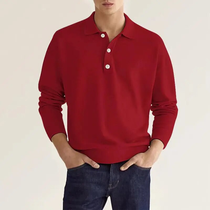 Camicia polo uomo – Polo a maniche lunghe versatile e comoda