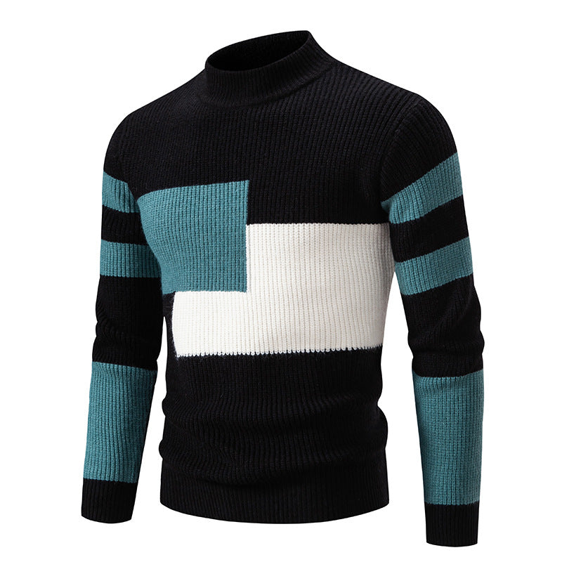 Maglione a maglia uomo – Maglione grafico a blocchi elegante e trendy