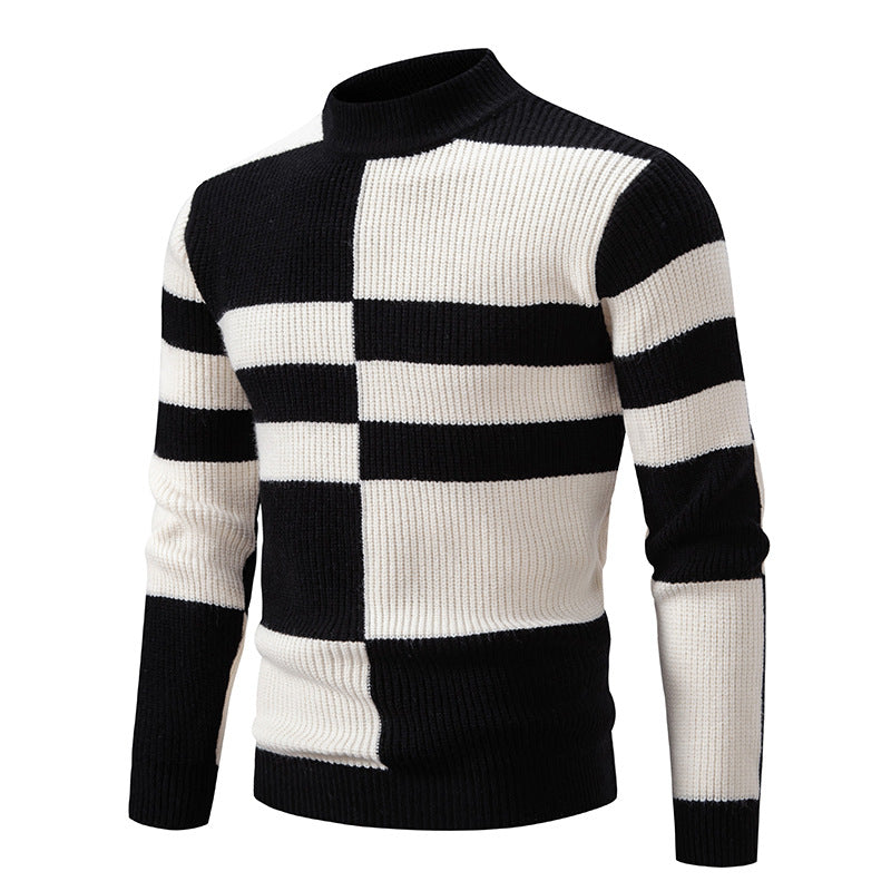 Maglione a maglia uomo – Maglione grafico a blocchi elegante e trendy