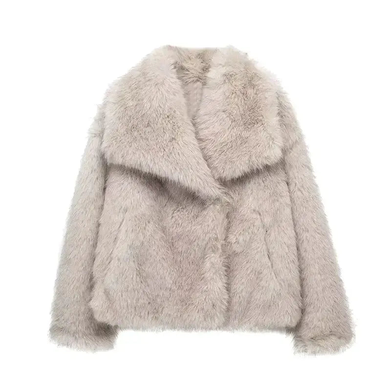 Cappotto pelliccia sintetica donna – Giacca elegante e calda per inverno