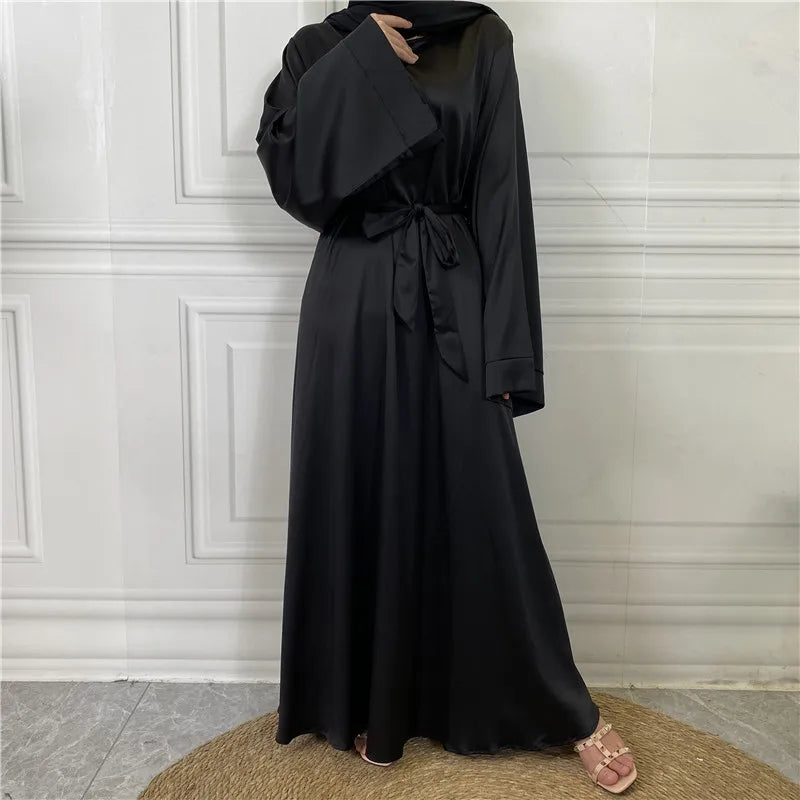 Abaya elegante in satin – Abito lungo chic per cerimonie