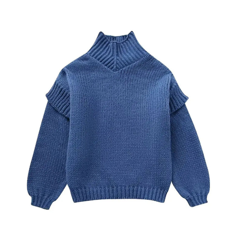 Maglione collo alto donna – Pullover rilassato in morbido cotone