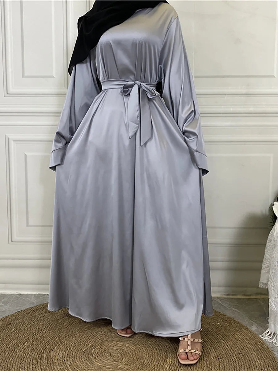 Abaya elegante in satin – Abito lungo chic per cerimonie