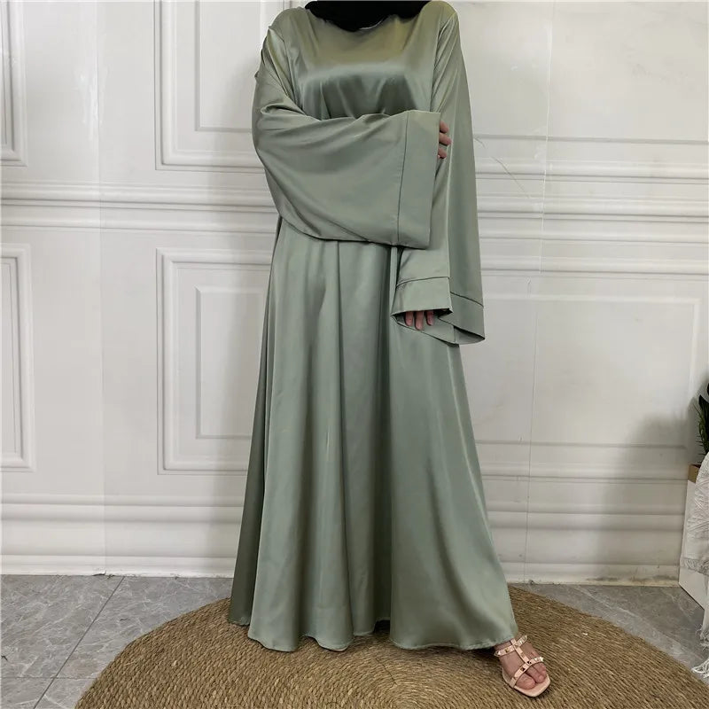 Abaya elegante in satin – Abito lungo chic per cerimonie