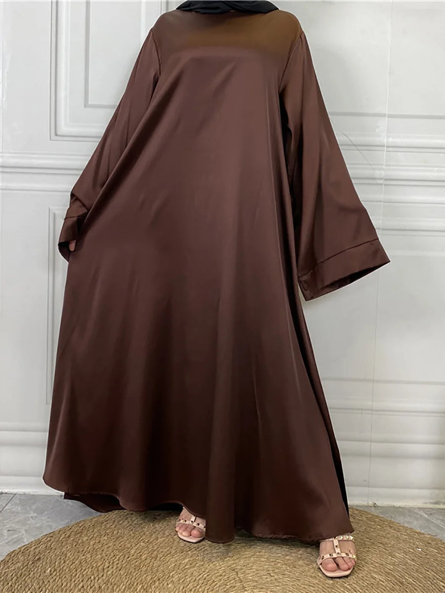 Abaya elegante in satin – Abito lungo chic per cerimonie