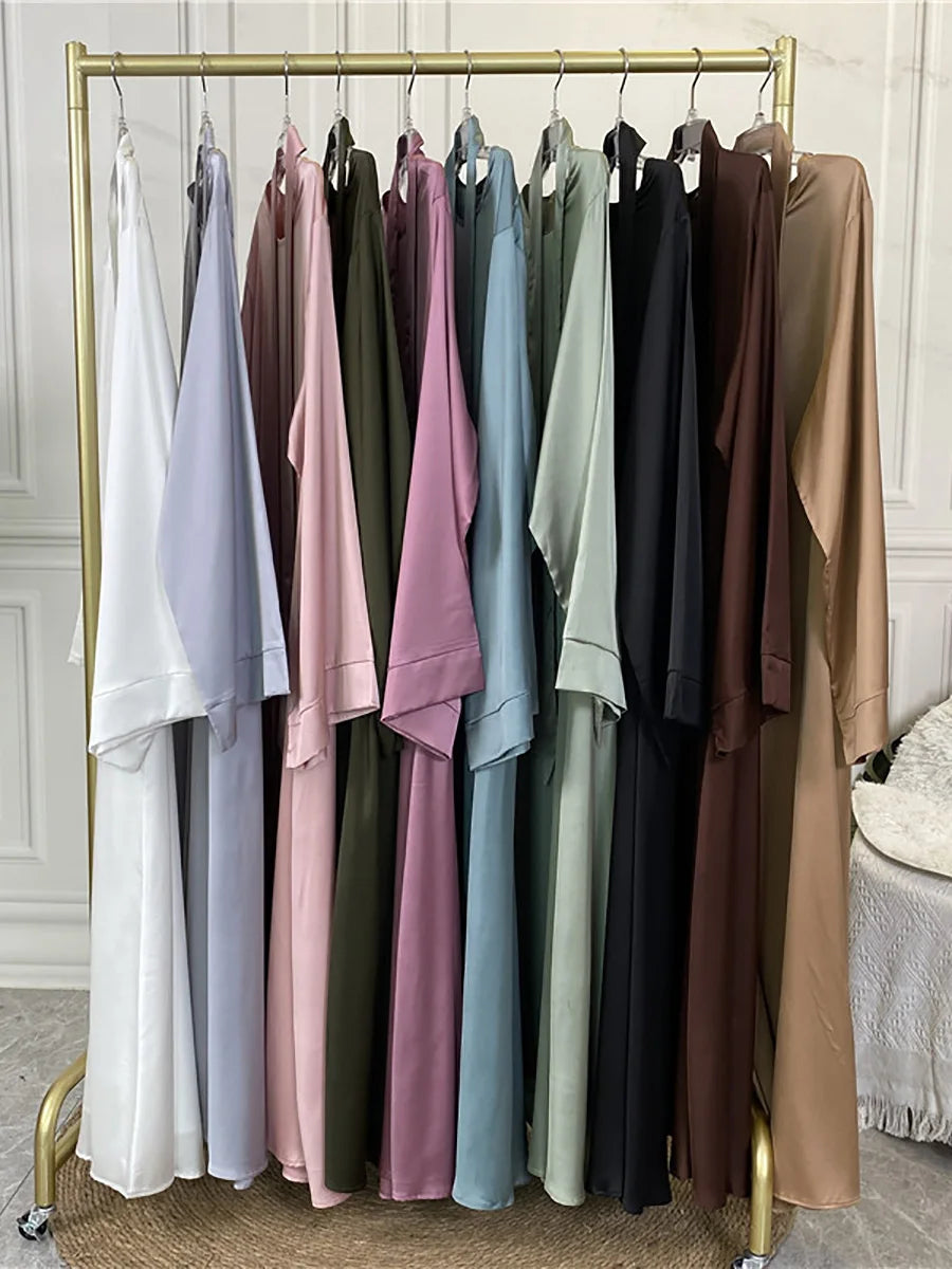 Abaya elegante in satin – Abito lungo chic per cerimonie