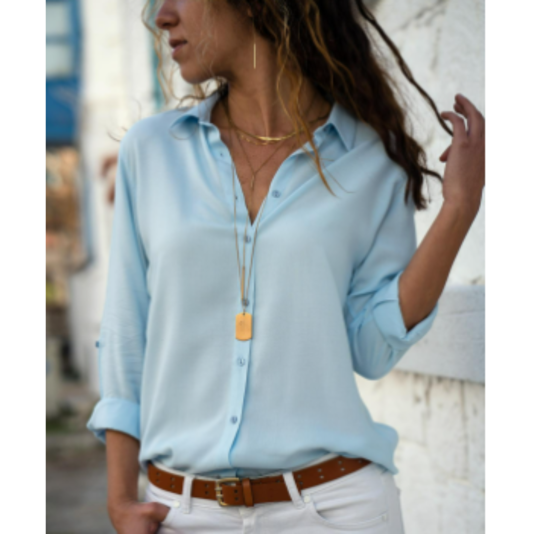 Camicia elegante donna – Camicia a maniche lunghe in cotone morbido e chic