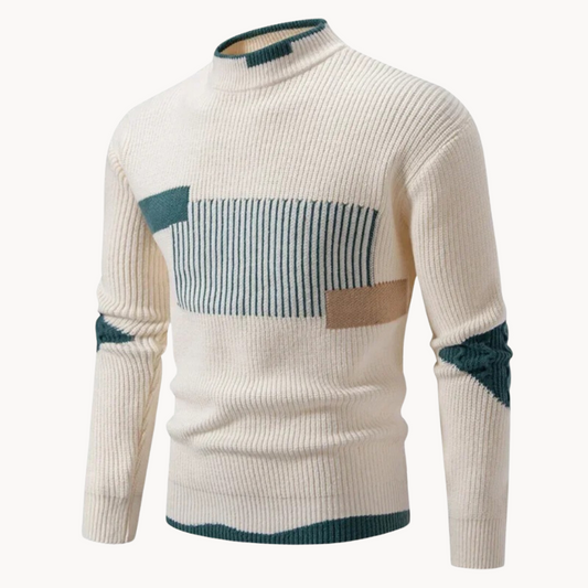 Maglione Collo Alto Uomo – Maglione Geometrico Elegante e Caldo