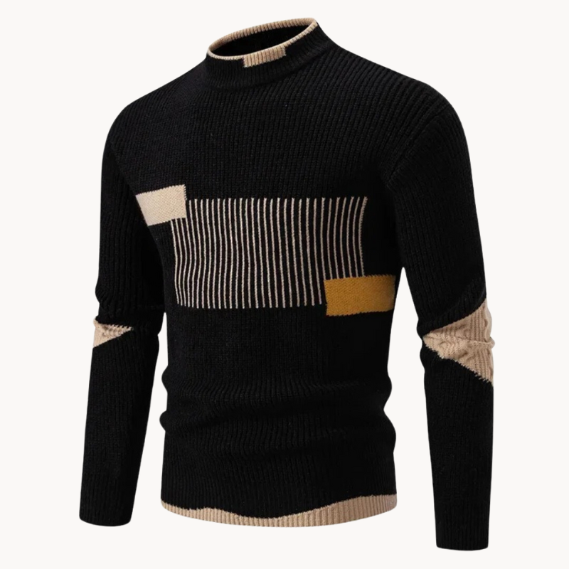 Maglione Collo Alto Uomo – Maglione Geometrico Elegante e Caldo