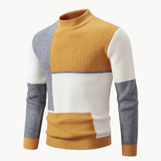 Maglione a maglia uomo – Maglione grafico a blocchi elegante e trendy