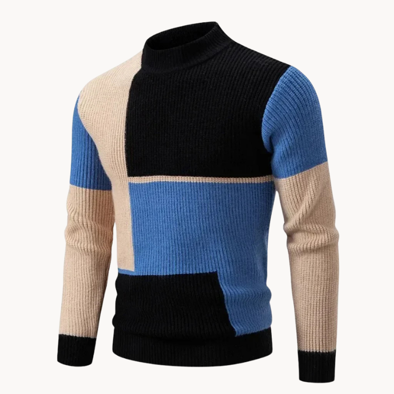 Maglione a maglia uomo – Maglione grafico a blocchi elegante e trendy