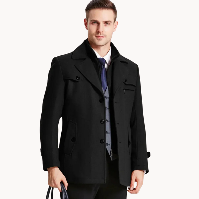 Cappotto elegante uomo – Giacca con colletto interno in tessuto misto chic