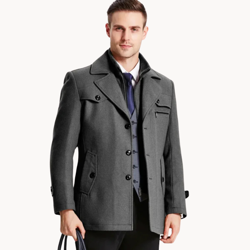 Cappotto elegante uomo – Giacca con colletto interno in tessuto misto chic