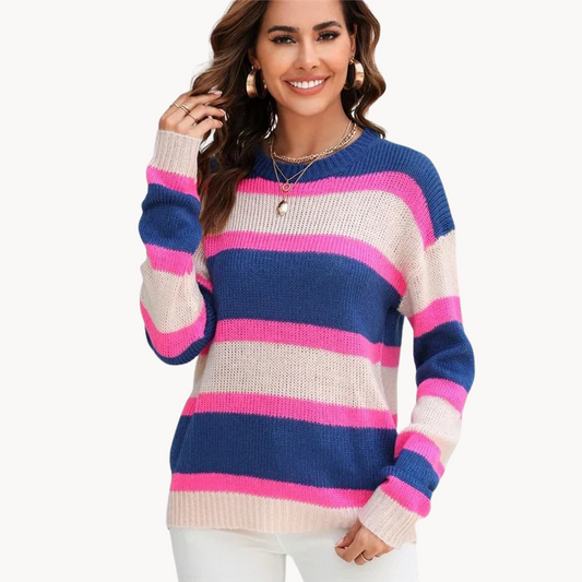 Maglione donna righe vivaci – Pullover colorato e trendy per ogni occasione