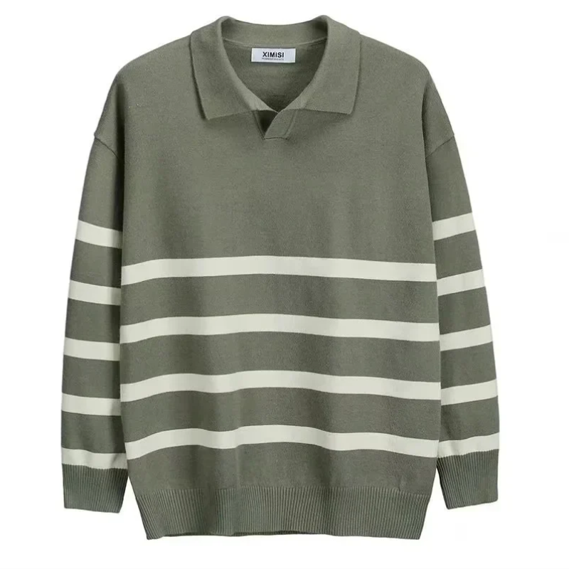 Maglione elegante a righe uomo – Maglione con colletto per occasioni formali