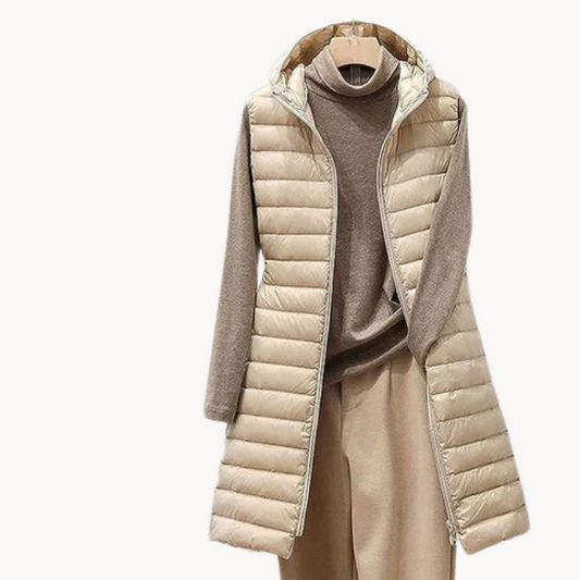 Cappotto lungo donna – Elegante senza maniche in stile chic e raffinato