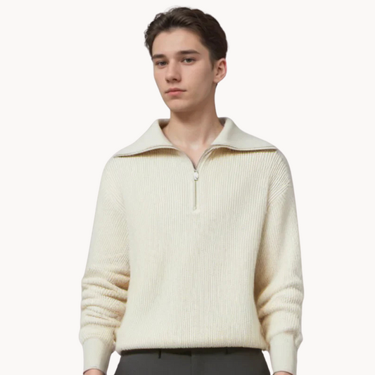 Maglione a righe uomo – Pullover con zip elegante e comodo